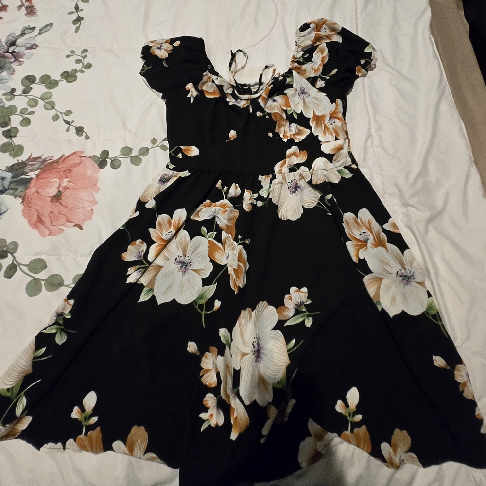 Floral Black Dress